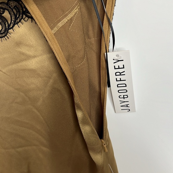 JAY GODFREY NWT WOMEN’S JACOBS GOLD SLIP SHEATH LACE MIDI DRESS SZ 4 - Picture 9 of 11